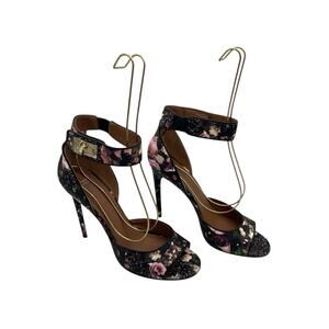 Givenchy Leather Floral Rose Shark-Tooth Stiletto Heel Sandals Size 40 US 10